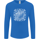 Mandala Art Swan Mens Long Sleeve T-Shirt Royal Blue