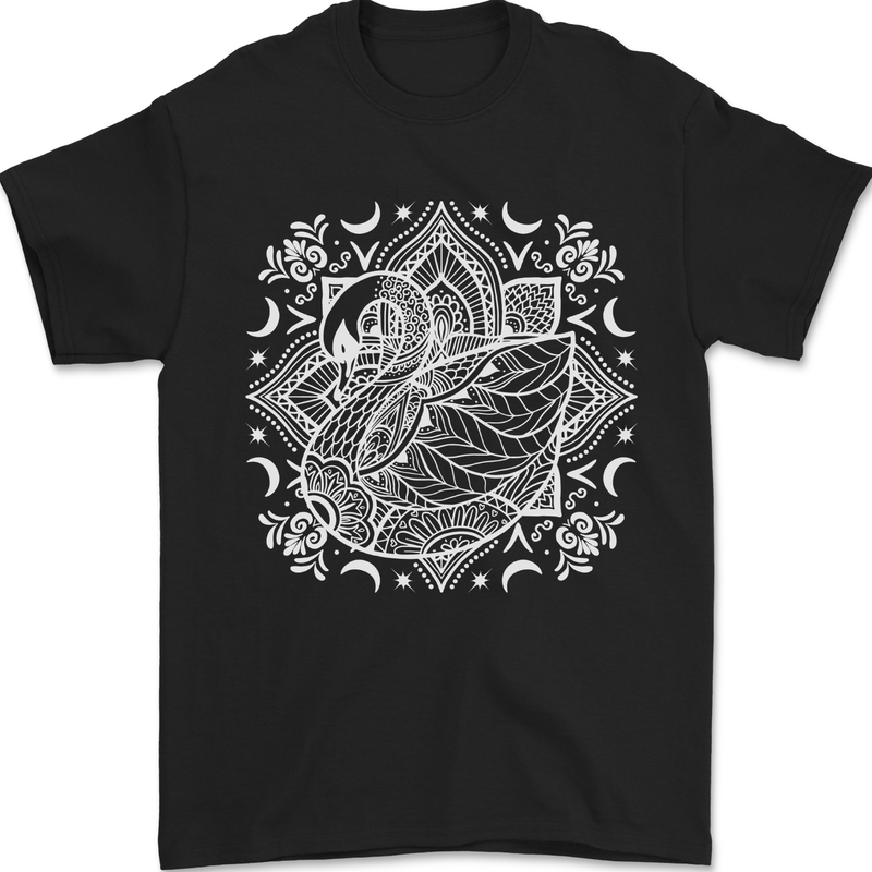 Mandala Art Swan Mens T-Shirt 100% Cotton Black
