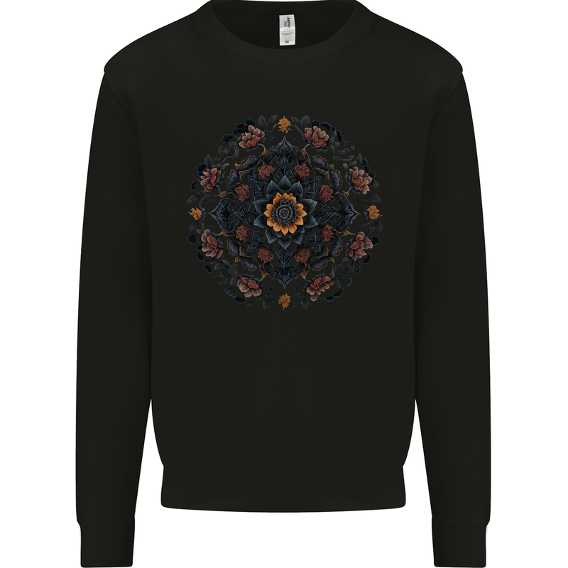 Mandala Flowers Gothic Goth Mens Sweatshirt Jumper Black