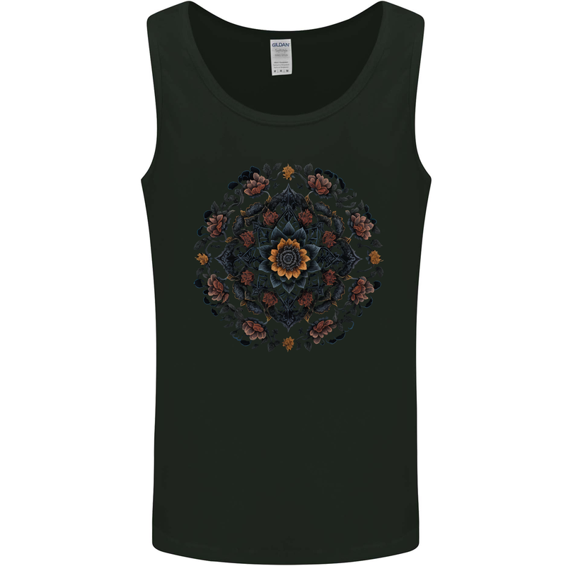 Mandala Flowers Gothic Goth Mens Vest Tank Top Black