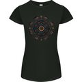 Mandala Flowers Gothic Goth Womens Petite Cut T-Shirt Black