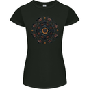 Mandala Flowers Gothic Goth Womens Petite Cut T-Shirt Black