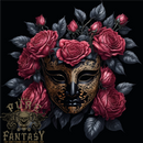A Chinese Mask With Roses Gothic Goth Mens T-Shirt 100% Cotton