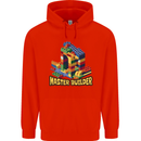 Master Builder Bricklayer Bricky Building Blocks Childrens Kids Hoodie Bright Red