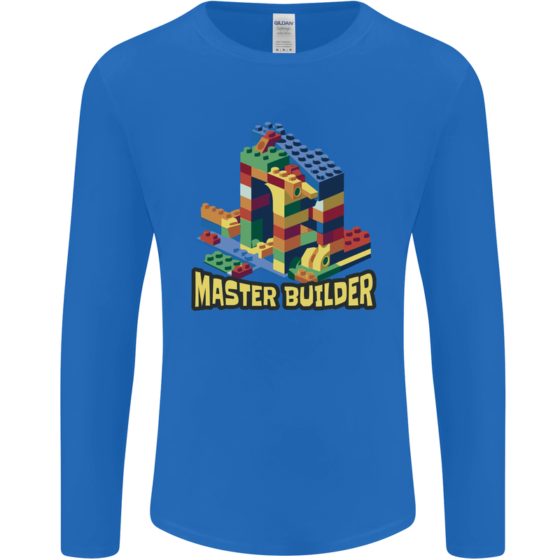 Master Builder Bricklayer Bricky Building Blocks Mens Long Sleeve T-Shirt Royal Blue