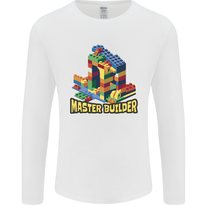 Master Builder Bricklayer Bricky Building Blocks Mens Long Sleeve T-Shirt White