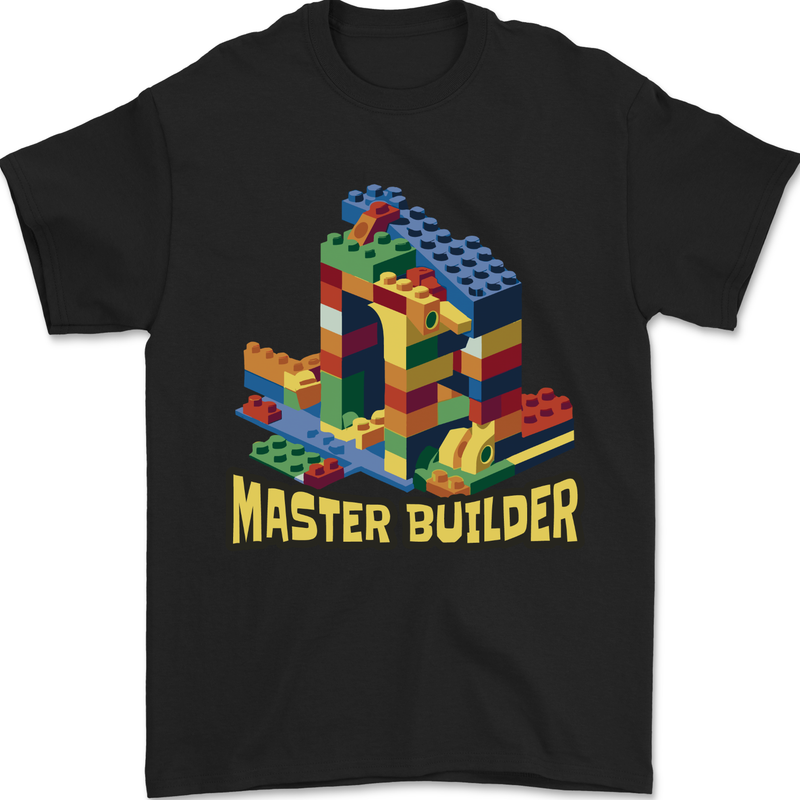 Master Builder Bricklayer Bricky Building Blocks Mens T-Shirt 100% Cotton Black
