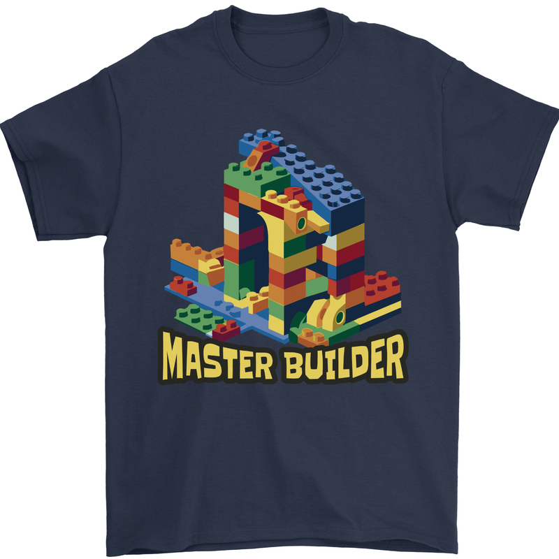 Master Builder Bricklayer Bricky Building Blocks Mens T-Shirt 100% Cotton Navy Blue