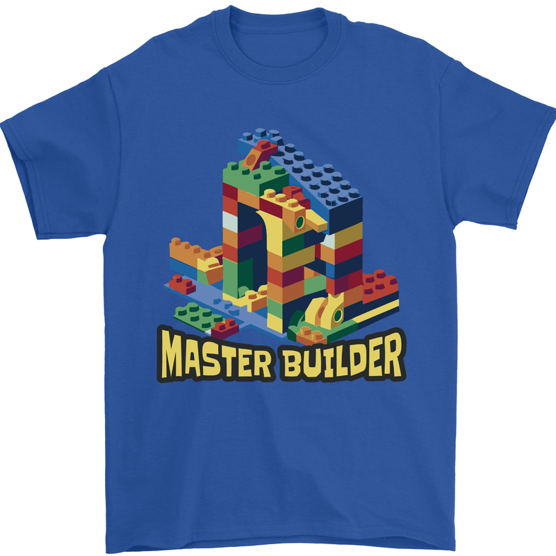 Master Builder Bricklayer Bricky Building Blocks Mens T-Shirt 100% Cotton Royal Blue