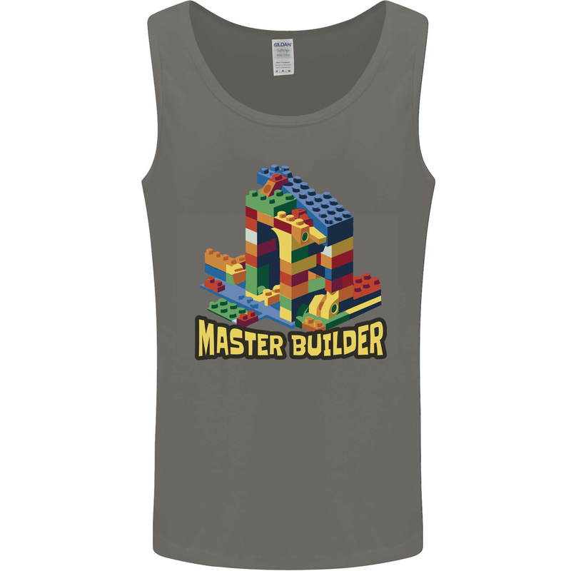 Master Builder Bricklayer Bricky Building Blocks Mens Vest Tank Top Charcoal