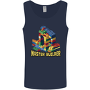 Master Builder Bricklayer Bricky Building Blocks Mens Vest Tank Top Navy Blue
