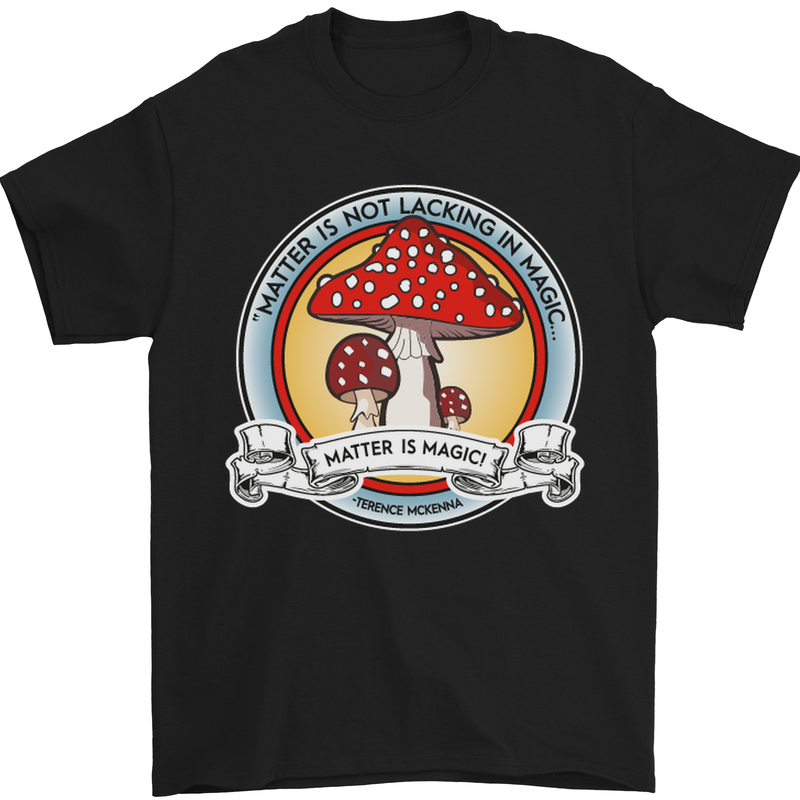 a black t - shirt with a red mushroom on it