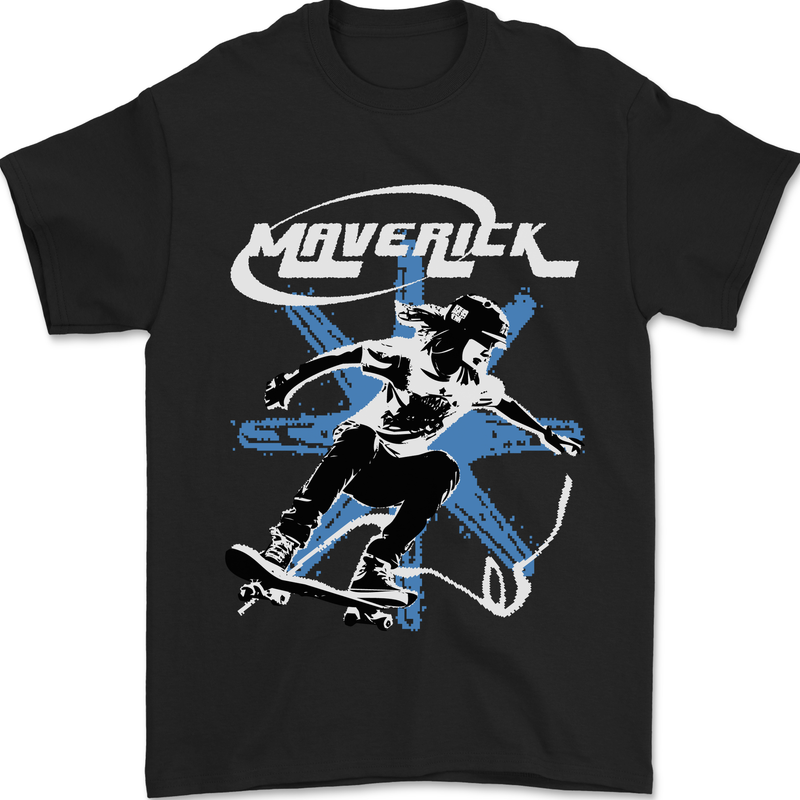 Maverick Skateboarder Skateboard Mens T-Shirt 100% Cotton Black
