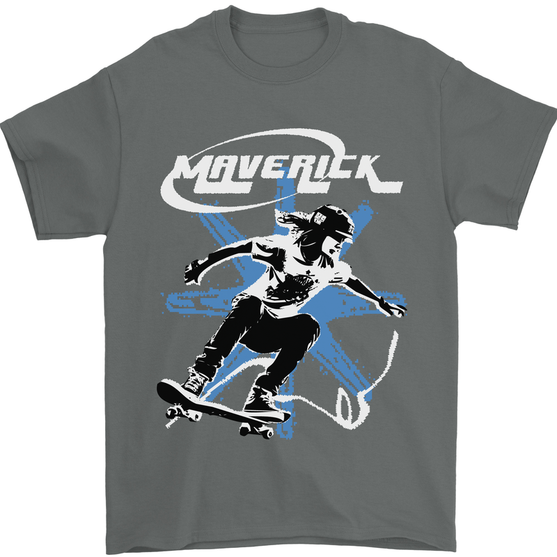 Maverick Skateboarder Skateboard Mens T-Shirt 100% Cotton Charcoal