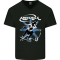 Maverick Skateboarder Skateboard Mens V-Neck Cotton T-Shirt Black