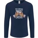 May Contain Whiskey Funny Whisky Mens Long Sleeve T-Shirt Navy Blue