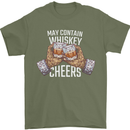 May Contain Whiskey Funny Whisky Mens T-Shirt 100% Cotton Military Green