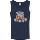 May Contain Whiskey Funny Whisky Mens Vest Tank Top Navy Blue