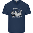 Maybe I'm Not the GOAT Funny Farming Mens V-Neck Cotton T-Shirt Navy Blue