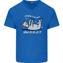 Maybe I'm Not the GOAT Funny Farming Mens V-Neck Cotton T-Shirt Royal Blue