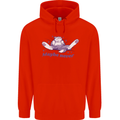 Maybe Never Lazy Cat Sleeping Childrens Kids Hoodie Bright Red