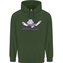 Maybe Never Lazy Cat Sleeping Childrens Kids Hoodie Forest Green