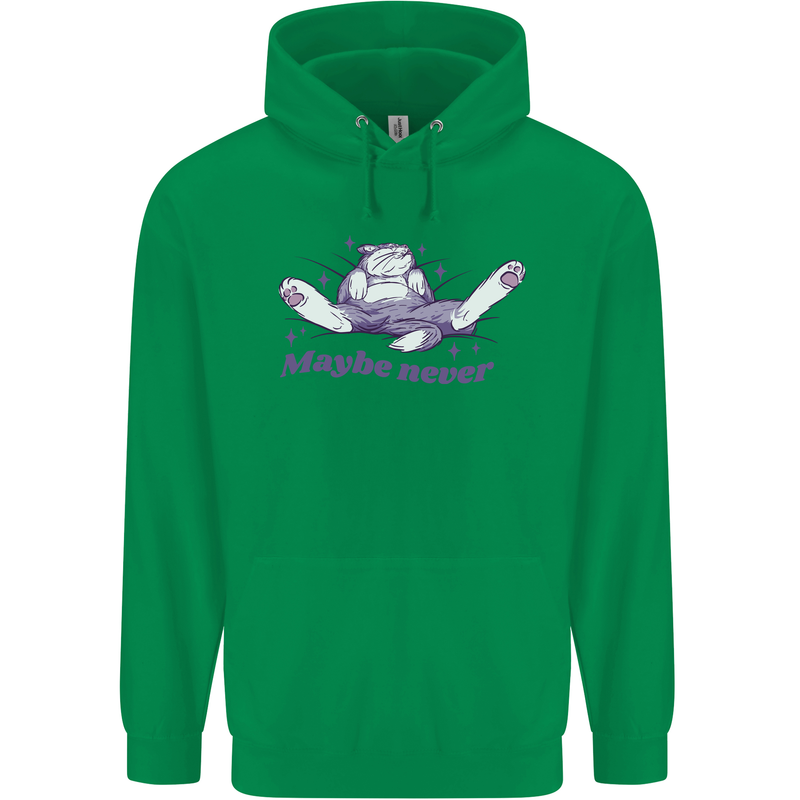 Maybe Never Lazy Cat Sleeping Childrens Kids Hoodie Irish Green