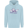 Maybe Never Lazy Cat Sleeping Childrens Kids Hoodie Light Blue