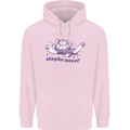 Maybe Never Lazy Cat Sleeping Childrens Kids Hoodie Light Pink