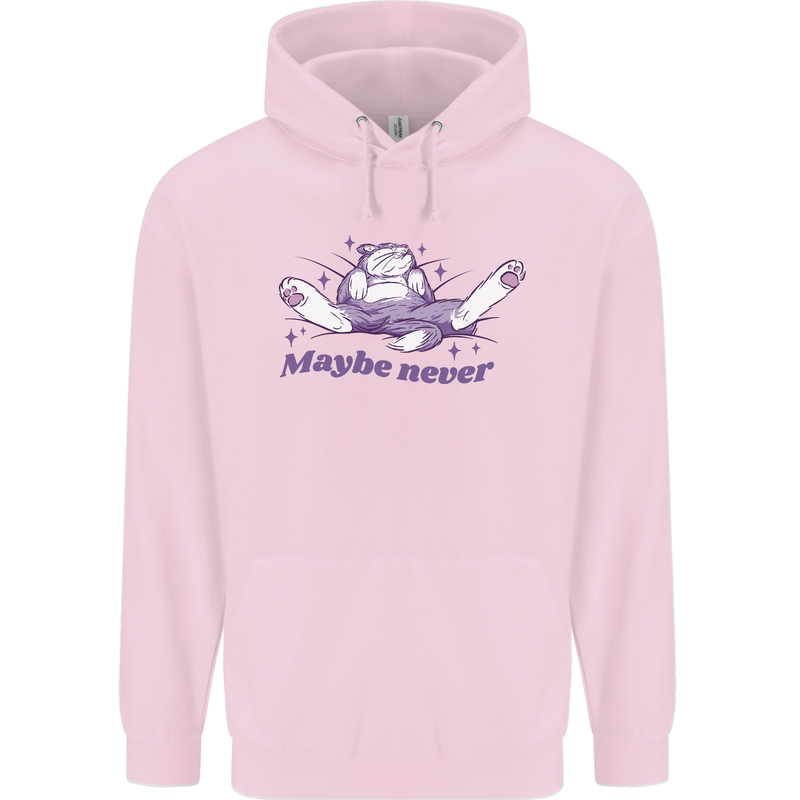 Maybe Never Lazy Cat Sleeping Childrens Kids Hoodie Light Pink