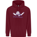 Maybe Never Lazy Cat Sleeping Childrens Kids Hoodie Maroon