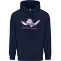 Maybe Never Lazy Cat Sleeping Childrens Kids Hoodie Navy Blue