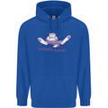 Maybe Never Lazy Cat Sleeping Childrens Kids Hoodie Royal Blue