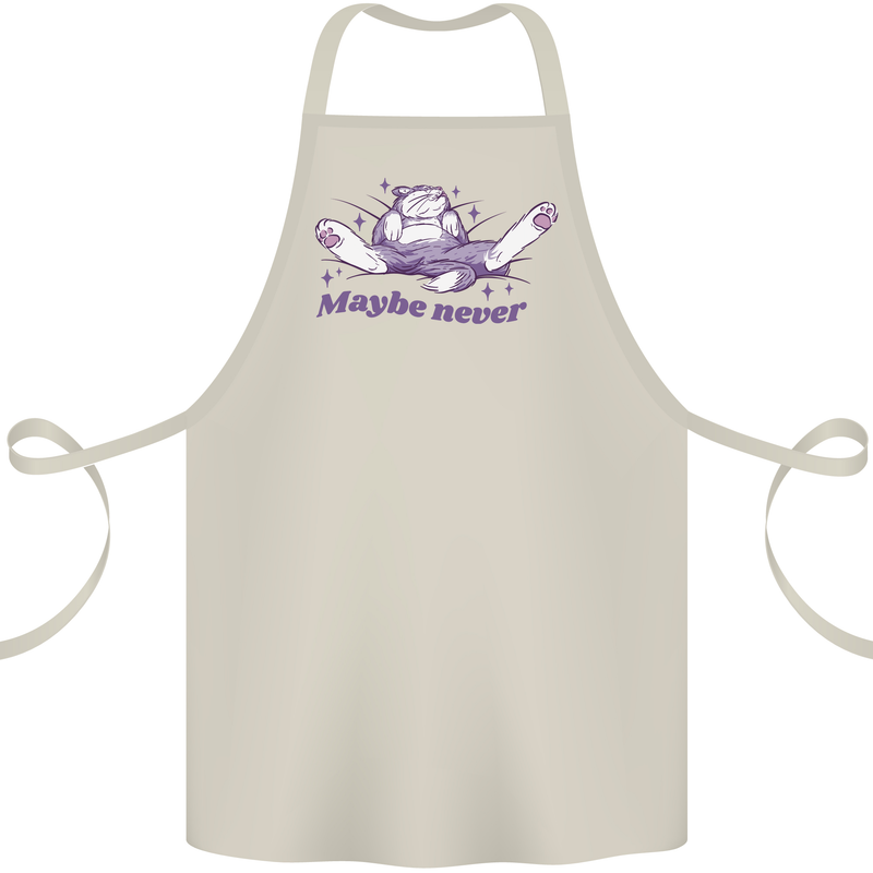 Maybe Never Lazy Cat Sleeping Cotton Apron 100% Organic Natural