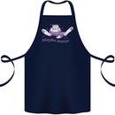 Maybe Never Lazy Cat Sleeping Cotton Apron 100% Organic Navy Blue