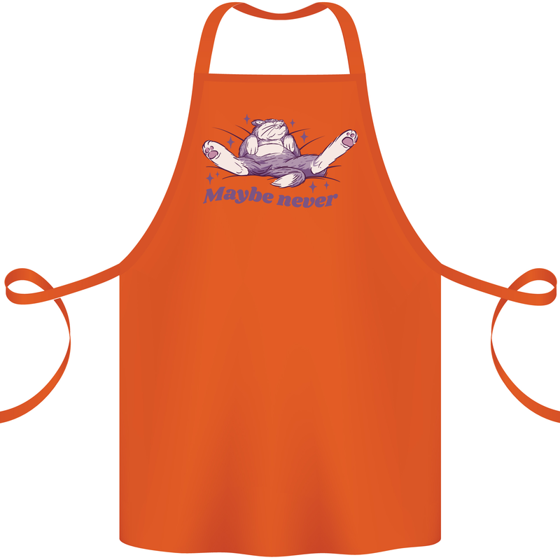 Maybe Never Lazy Cat Sleeping Cotton Apron 100% Organic Orange