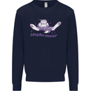 Maybe Never Lazy Cat Sleeping Kids Sweatshirt Jumper Navy Blue