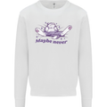 Maybe Never Lazy Cat Sleeping Kids Sweatshirt Jumper White