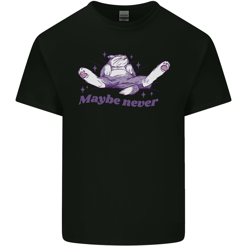 Maybe Never Lazy Cat Sleeping Kids T-Shirt Childrens Black