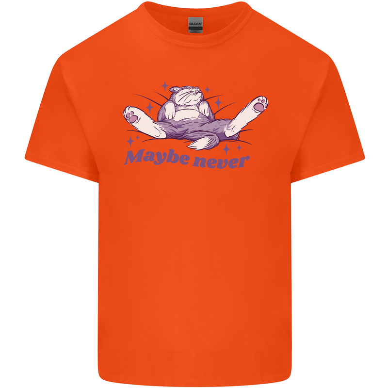 Maybe Never Lazy Cat Sleeping Kids T-Shirt Childrens Orange