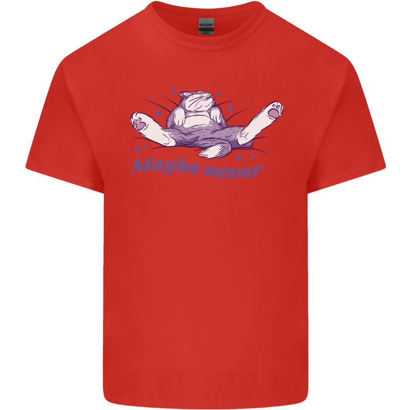 Maybe Never Lazy Cat Sleeping Kids T-Shirt Childrens Red