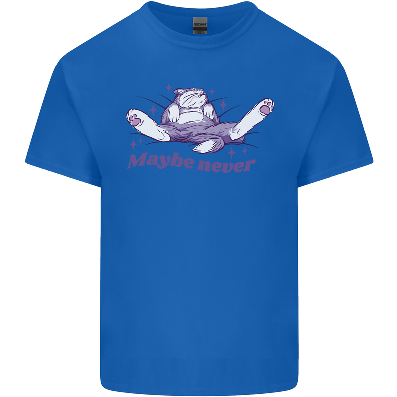 Maybe Never Lazy Cat Sleeping Kids T-Shirt Childrens Royal Blue
