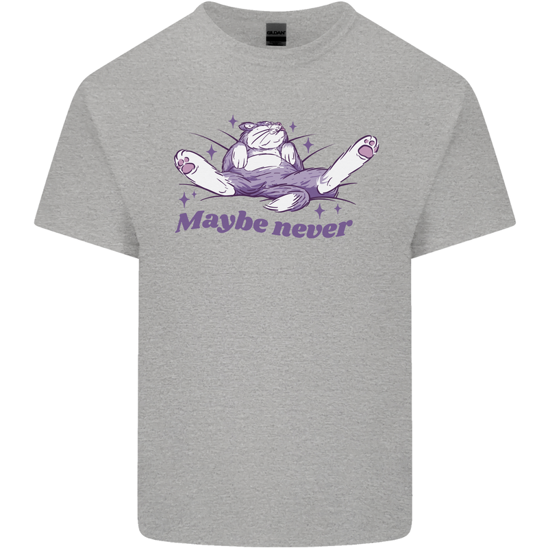 Maybe Never Lazy Cat Sleeping Kids T-Shirt Childrens Sports Grey