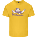 Maybe Never Lazy Cat Sleeping Kids T-Shirt Childrens Yellow