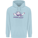 Maybe Never Lazy Cat Sleeping Mens 80% Cotton Hoodie Light Blue