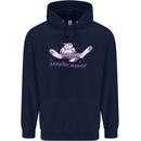 Maybe Never Lazy Cat Sleeping Mens 80% Cotton Hoodie Navy Blue