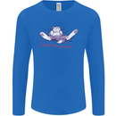 Maybe Never Lazy Cat Sleeping Mens Long Sleeve T-Shirt Royal Blue