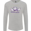 Maybe Never Lazy Cat Sleeping Mens Long Sleeve T-Shirt Sports Grey