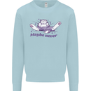 Maybe Never Lazy Cat Sleeping Mens Sweatshirt Jumper Light Blue