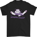 Maybe Never Lazy Cat Sleeping Mens T-Shirt 100% Cotton Black